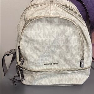 Michael Kors White Backpack with Monogram Pattern
